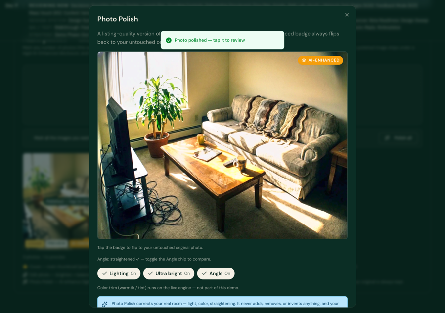 Same dialog at 1280px — same toast overlap.